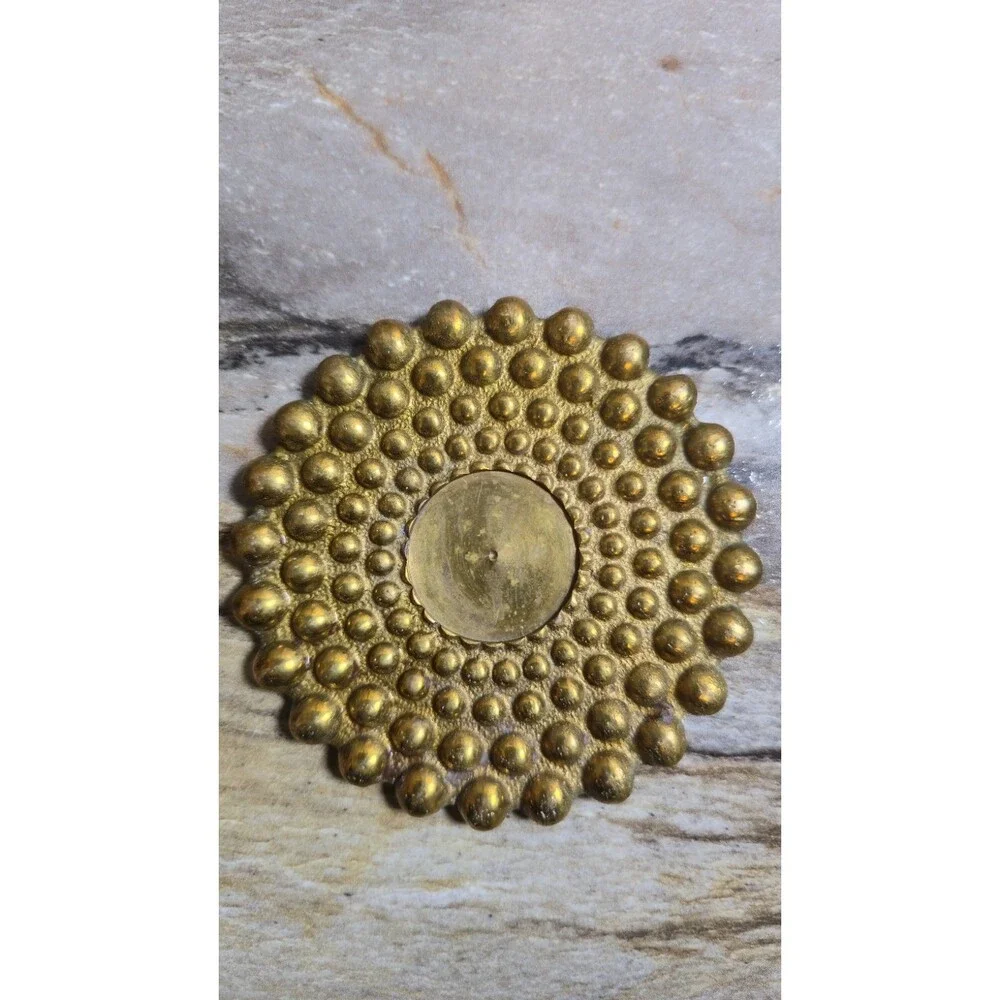 Vintage Solid Brass Hobnail Bubble Coasters Set of 6 Heavy MCM Hollywood Regency
